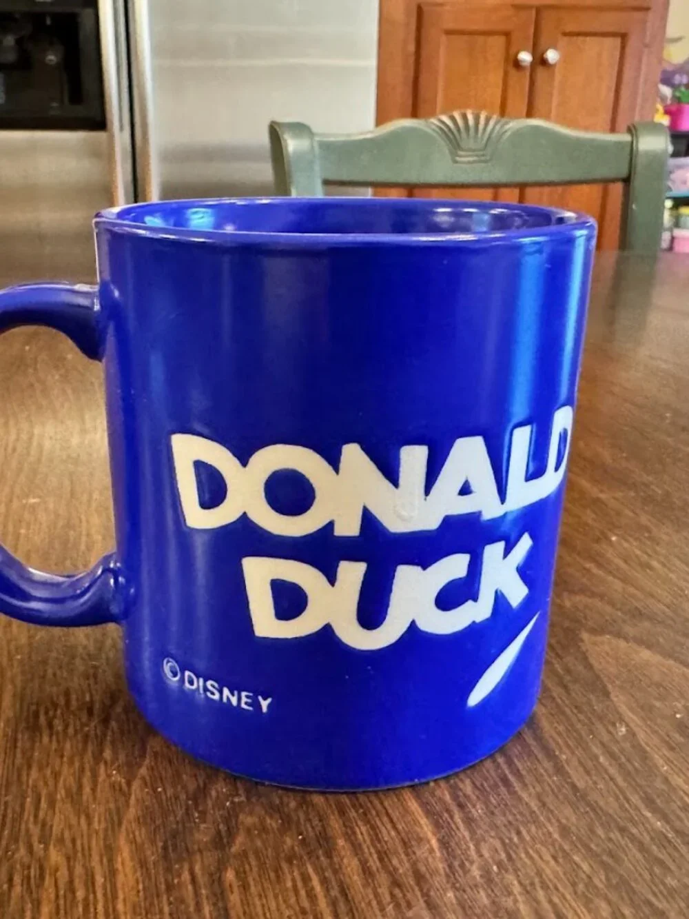 Vintage Walt Disney Donald Duck Blue Ceramic Mug Cup Angry Face Donald